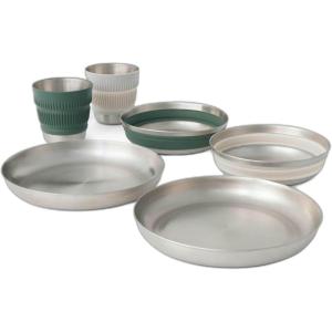 image:imageSea to Summit Detour Stainless Steel Collapsible 2 Person Camp Dinnerware Set 2 Plates 2 Bowls 2 MugsLarge
