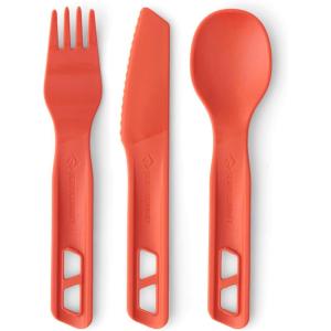 image:imageSea to Summit Passage Camp Cutlery Set Fork Spoon and Knife Aqua Sea BlueSpicy Orange